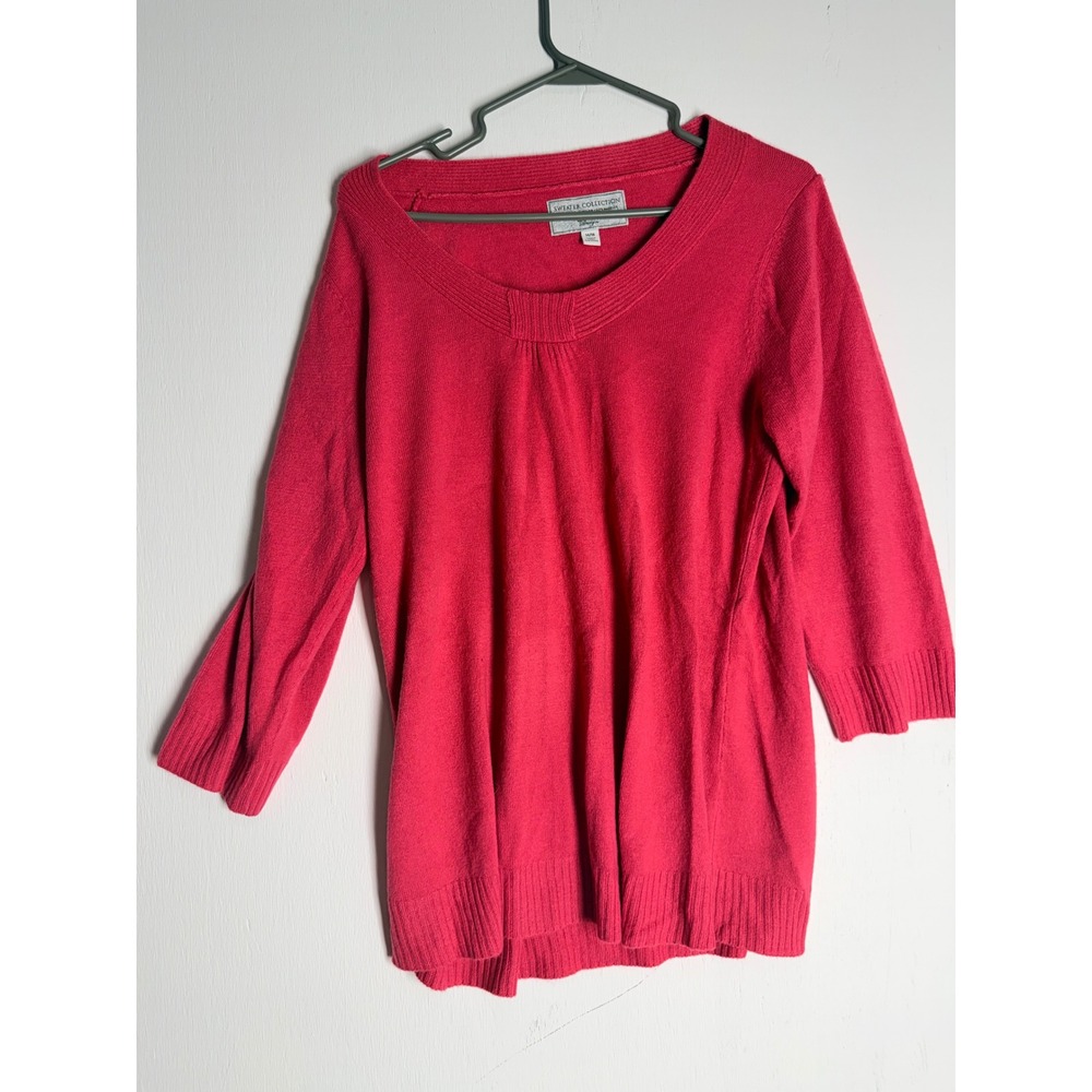 Avenue Design Pink Scoop Neck Sweater 3/4 Sleeve Knit Top Plus Size 14/16